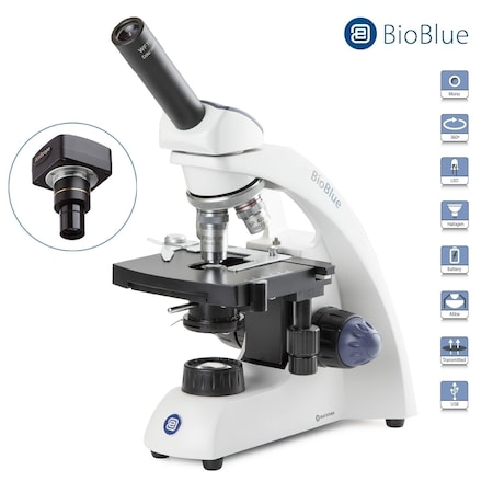 BioBlue 40X-1500X Monocular Portable Compound Microscope W/ 10MP USB 2 Digital Camera